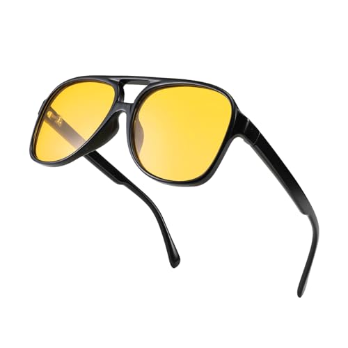 Image of FEISEDY Vintage Retro 70s Plastic Aviator Sunglasses Women Men Classic Large Squared Frame B2751