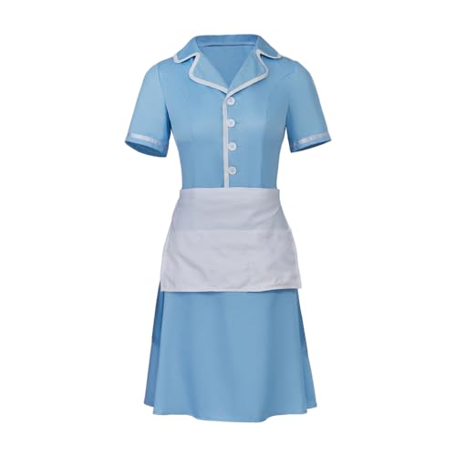 Costume serveuse musicale bleu confortable pour s'habiller rétro femme