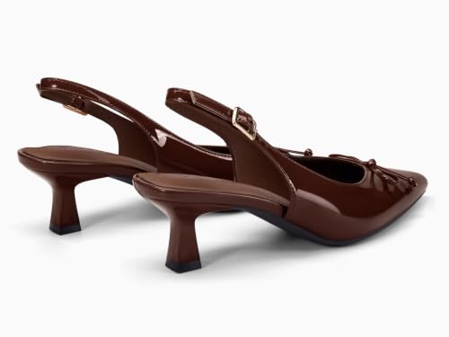 Image of Coutgo Womens Slingback Kitten Low Heels Dress Shoes Closed Pointed Toe Bow Tie Slip on Office Work Pumps
