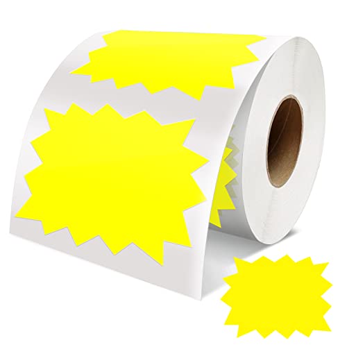Meitaat Preisschilder Aufkleber Gelb 75mm x 100mm Selbstklebend Großer Starburst Zeichen verkaufsschilder Abnehmbar Wasserdicht Etiketten für Einzelhandel Supermärkten Business 500 PCS