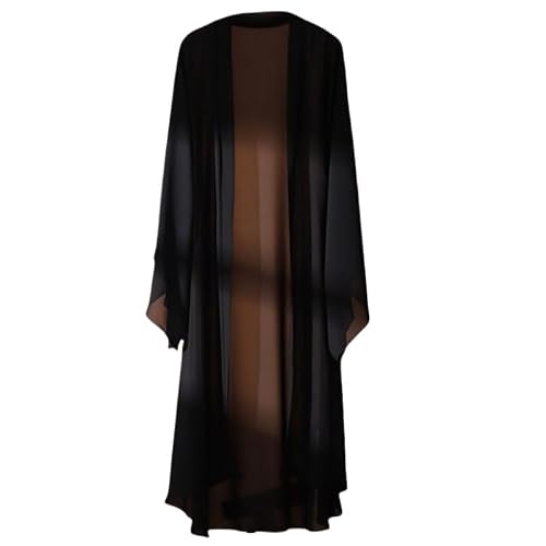 Pvxecag Women's Black Summer Cardigan,Long Chiffon Cardigans Long Sleeve Open Front Thin Summer Lightweight Sheer Shawl Bolero Shrug Loose Kaftan Boho Roomy Kimono Beach Bikini Cover Up Dresses S