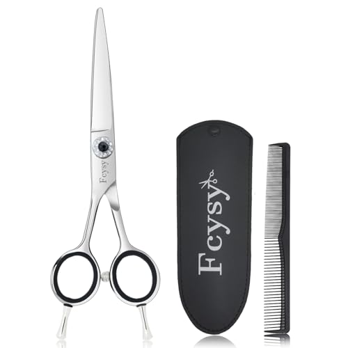 Left Handed Hair Cutting Scissors, Fcysy Professional 6 In Lefty Barber Shears, Left Hand Salon Haircut Trimming Scissors for Barbers, Stylists & Home Use