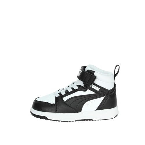 Basket mi-haute Puma Rebound V6 bébé blanche et noire pour les premiers pas