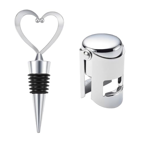 2 tapones para botellas de vino, con forma de corazón, tapón para botellas de vino, tapón para botellas de champán, tapón de champán, para vino tinto, colección de vino, botella ahorrador