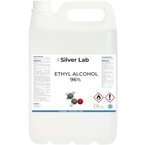 Alkohol Ethanol 96% – 5L Technischer & Kosmetischer Alkohol – Hochreiner Ethylalkohol zum Entfetten, Reinigen, Für Parfümherstellung & Kosmetik