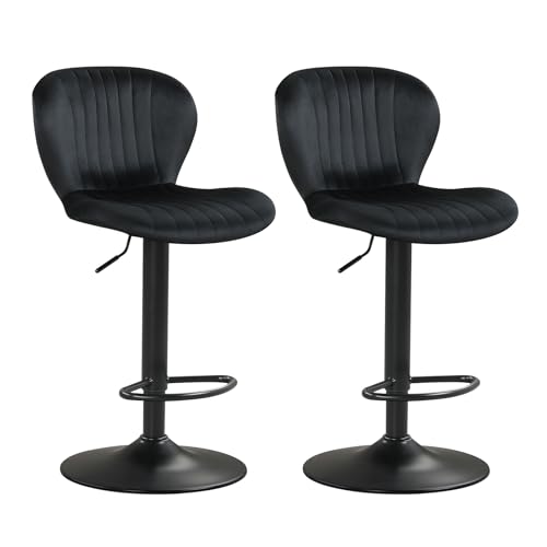 Butacos ajustables de barra Giantex, juego de 2 unidades, con respaldo tapizado en terciopelo holandés, asientos acolchados, reposapiés y bases metálicas, diseño moderno para cocina y comedor