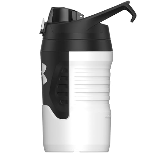 Image of Under Armour 32 oz Insulated Water Bottles - Sports Water Jug with Fence Hook, Leak Resistant for Baseball, Football & More, 32 oz Insulated, White /Black