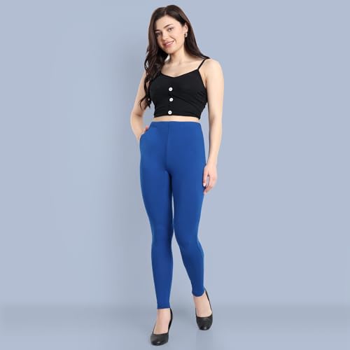 Image of ONE SKY Women Full Length Leggings | Cotton Modal Spandex Blend | High Waist Stretchable & Bio-Washed Fabric | Colour-Lock Technology | Comfortable Leggings for Women