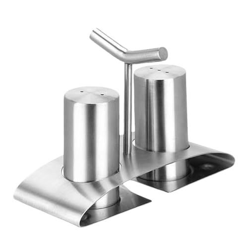 Salero y pimentero de metal, coctelera de acero inoxidable, salero de dragado, recipientes de sal y pimienta, coctelera de base antideslizante, salero de cocina para hornear, cocinar o usar en la mesa