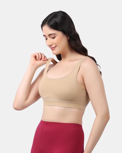 Image of Lavos Bamboo Cotton Comfort Sleeping Bra for Women, Slip On Bras to Wear at Home, Non-Padded & Non-Wired Sports Bras, Full /High Coverage, Soft Comfortable & Breathable Broad Strap Bra (Pack of 2)