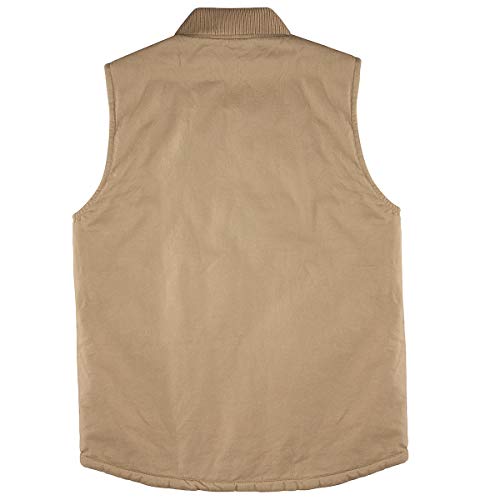 Lisskolo Men's Quilted Lined Vest Washed Canvas Winter Warm Outdoor Hunting Work Utility Travel Vest Jacket4