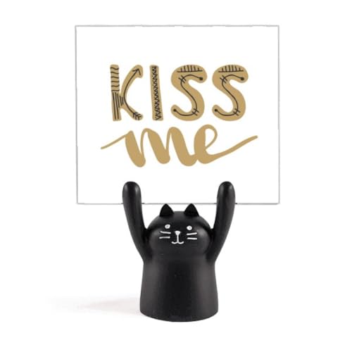 Support pour mémo chat noir Kiss Me en métal découpé au laser
