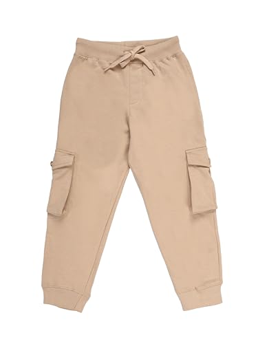 Image of KiddoPanti Boys Solid Fleece Cargo Track Pants | Cotton Poly Fleece Fabric | Ankle Length Jogger | 2 Cargo Pocket,1 Side Pocket | Elastic Waist & Drawcord | Jogger Track Pants