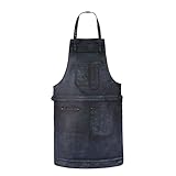 Schwarze Wachsschürze, Vollnarbenleder, Lätzchen, Metzgerschürze, Chef, Grillen, Heimwerker,...