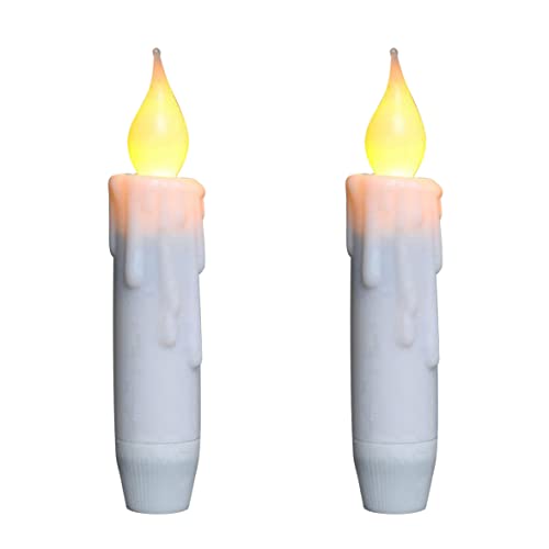 taper candle with timer - CVHOMEDECO. Flickering Taper Candles LED Drip Flameless Candles, Battery Operated with Timer, White, 4-3/4 Inch, Set of 2