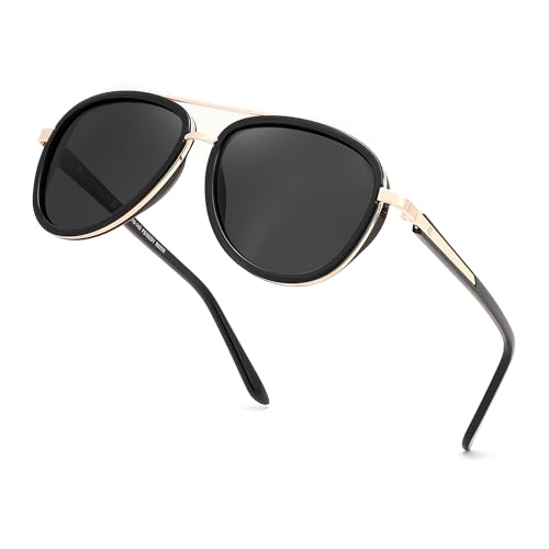 FEISEDY Retro Polarized Aviator Sunglasses for Women Men Vintage Square Sunglass With Classic Style B0259