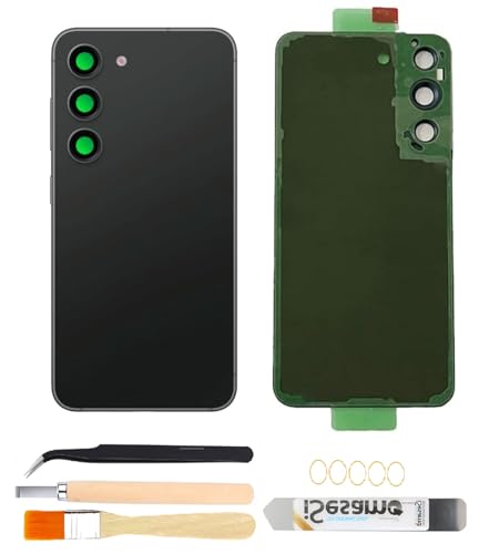 Image of Galaxy S23 Rear Back Cover Replacement with Pre-Installed Camera Lens+Tools+Pre-Adhesive for Samsung Galaxy S23 SM-S911All Carriers (Black)