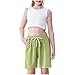 Zzalalana 4 Pack Girls Cotton Linen Shorts Casual Summer Beach Shorts Kids Elastic Waist Athletic Shorts with Pockets Green