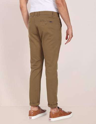 Image of U.S. Polo ASSN. Men's Regular Solid Textured Austin Trim Fit Mid Rise Casual Trousers