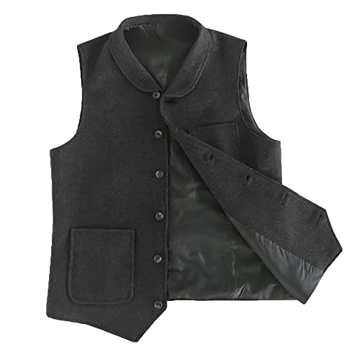 Gilet vintage à chevrons homme en laine noire coupe ajustée haut de gamme
