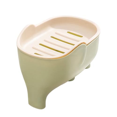 Jabonera | Bandeja de jabón de Doble Capa con Drenaje, Plato de Esponja, Bandeja de champú de Elefante, Accesorios de Ducha de Cocina y baño