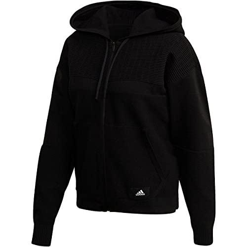 Adidas W Knit V Hoodie Felpa, Donna, Black, S