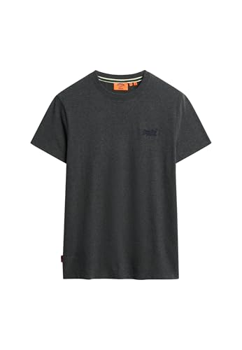 Superdry Herren Essential T-Shirt aus Bio-Baumwolle mit Logo Finster Marineblau/Olivgrün Feeder L