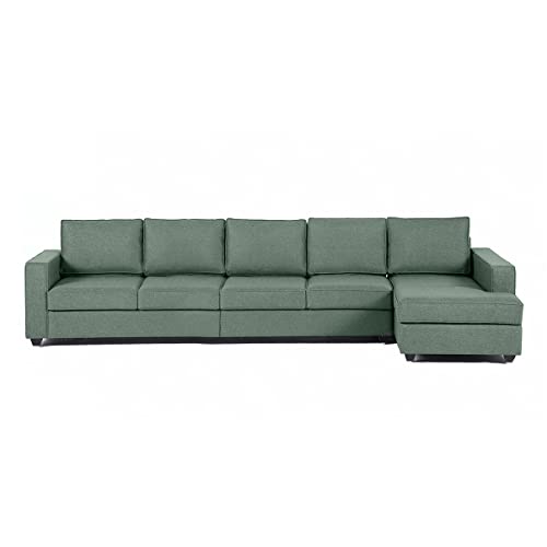 Image of Wakefit Sofa Set | 3 Year Warranty | Sofa 3 Seater, 3 Seater Sofa for Living Room, Wooden Sofa Set, 4 Seater + Right Aligned, Sofa for Living Room - Napper(Omega : Green)