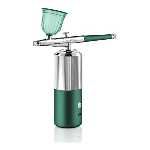 foreverLily Airbrush kit with Compressor, Portable Cordless Airbrush Rechargeable USB Airbrush Handheld Airbrush Gun Paint Spray for Art Hobby, Makeup, Nail Art, Cake Decoration(Green-1) Cover