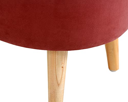 Image of Ottoman Stool for Living Room Foot Rest | Velvet Small Ottoman Foot Stool | Solid Wood Legs | Footstool Puffy for Home, Bedroom & Makeup Table | 16x16x18 Inch, Set of 2 (Star Gajri)
