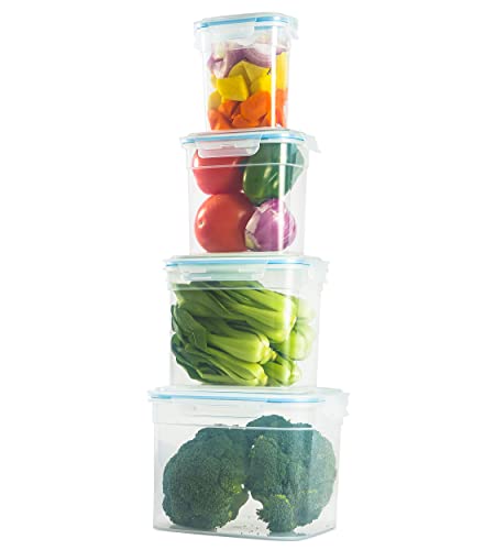 Lihong 8-Piece Food Storage Containers With Lids Airtight 169Oz, Plastic Storage Containers Meal Prep Containers For Kitchen Pantry Freezer Containers For Food, Microwave Dishwasher Safe, Blue Gasket #TOP7