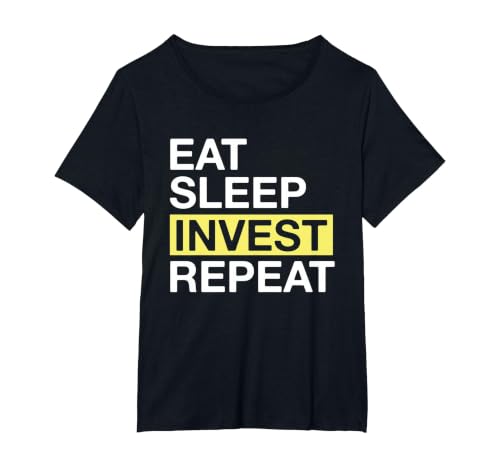 Investing Lover Eat Sleep Invest Repeat T-Shirt, Women's Plus, Black, 5X