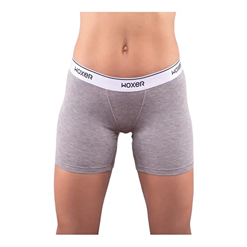 Woxer Womens Boxer Briefs Underwear, Baller 5” Boyshorts Panties Soft Chafing-Free, No Roll Inseam Heather Grey