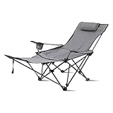 Práctico y transpirable: el cómodo respaldo de la silla de camping está hecho de tela Oxford 600D, transpirable y absorbe el sudor; las almohadas acolchadas proporcionan un mejor apoyo para tu cabeza y cuello. Sillas de camping con portavasos y bolsillos laterales para un fácil almacenamiento de botellas de agua y artículos personales. Práctico y diseñado, es una gran silla plegable, perfecta para acampar o la playa.