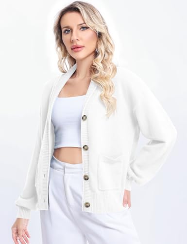 LUYAA Women's Cardigan Sweaters 2024 Oversized Open Front Button V Neck Lightweight Cardigans Outerwear2