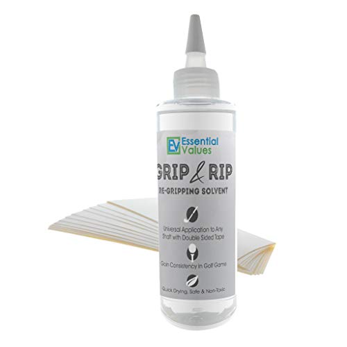 Essential Values Golf Regripping Solvent (8 Fl Oz + 28 Tape Strips), Double