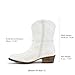 DREAM PAIRS Women's Cowboy Cowgirl Western Boots Embroidered Stitched Ankle Boots Square Toe Chunky Heel Fashion Short Booties with Zipper,Size 8,White,DWUMAB2511