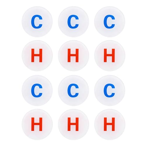 PATIKIL Self Stick C/H Water Label, 6 works/12 Pack Acrylic Round Shape Hot/Cold Sticker Signs for Faucets Sinks White