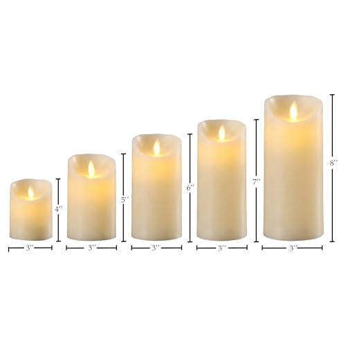 Image of LTETTES Flameless Frosted Plastic Pillar LED Candles | 2 AA Battery Operated | Decorative Candles for Home Decor, Party & Indoor Outdoor Use | Set of 5 with Remote