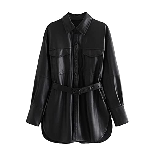 Manteau noir classique en simili cuir haut de gamme taille S