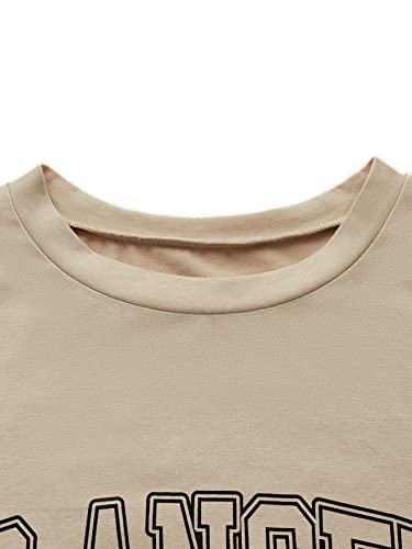 Soly Hux Women's Graphic Oversized Tees Letter Print Summer Tops Vintage Half Sleeve Loose Casual T Shirts Yellow Xs #TOP2