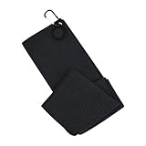 JISADER Golfhandtuch, Golf Reinigungstücher mit Karabiner, Mikrofaser, Schnelles Entfernen, Leichtes Und Bequemes Ballreinigungstuch, Schwarz