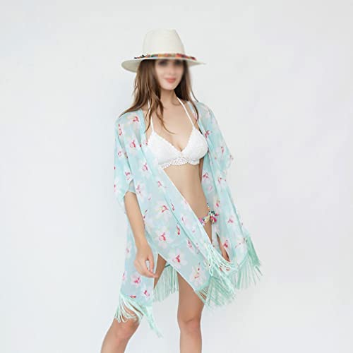 Blusa bikini transpirable WQHPLMD chal de chifón con flecos protector contra el sol 1