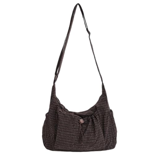 Korean Style Plaid Shoulder Bag with Adjustable Strap