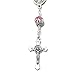 Handmade 1-Decade Rear View Mirror Car Rosary with Silver and Choice of Black/White, Pink/White, or Purple/White Sparkle Beads