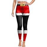 Leggings de Navidad para mujer, térmicos, pantalones de Navidad, con estampado navideño, diseño navideño, algodón, leggings de fitness, disfraz de Papá Noel, regalos de Navidad, rojo15, L