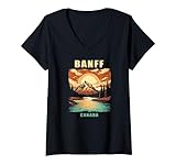 donna vintage retro canadian banff national park souvenirs canada maglietta con collo a v