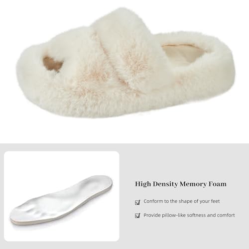Image of Women's Memory Foam Fluffy Plush Slippers - Cozy Furry Comfy Shoes