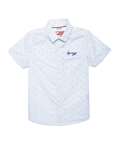 Image of Under Fourteen Only Boys Shirt, 100% Cotton Half Slevees Narrow Collar Regular Fit Printed Shirts for Kids Boys. Cream