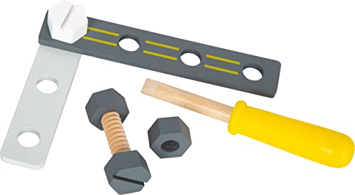 Image of Small Foot Wooden Toys- Ultimate Construction Set Includes Wooden Wrench, Drill and Screws-Premium Building Toys for Boys and Girls Ages 3+, Multi